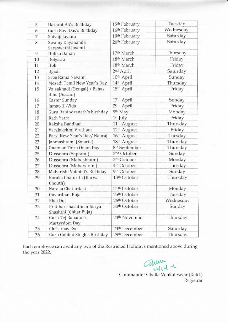 List Of University Holidays List of university holidays